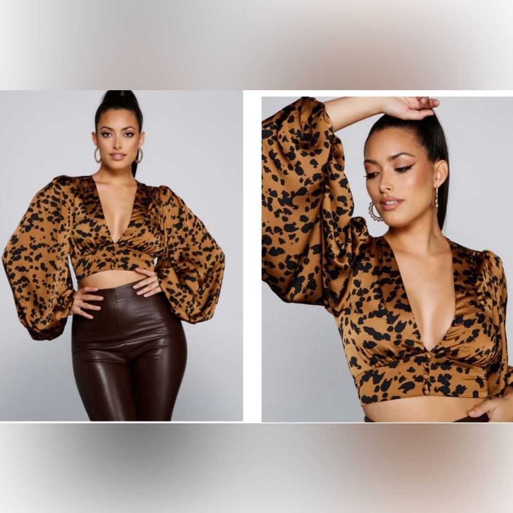 Windsor Chic Look Leopard Print Crop Top